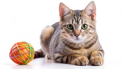 Fototapeta premium Tabby Cat with Toy Ball