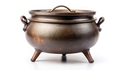 Antique Bronze Cauldron with Lid and Feet