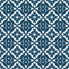 Dark Blue and White Ornamental Tile Pattern with Delicate Details