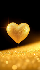 Golden Heart Floating on a Sparkling Golden Surface