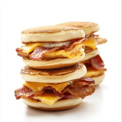 Tiny sliders with pancakes as buns