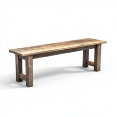 Rustic wooden bench, simple design, perfect for any space.