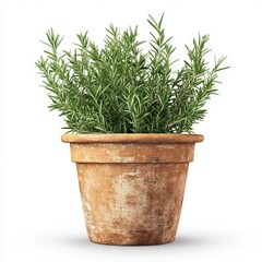 Obraz premium Rosemary plant in a rustic terracotta pot