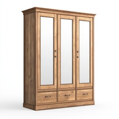 Classic Wooden Armoire with Mirrored Doors