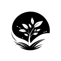 Monochrome Tree of Life: Abstract Nature Illustration, Botanical Vector Graphic, Minimalist Design