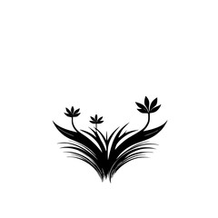 Obraz premium Elegant Black and White Floral Design: Minimalist Botanical Illustration, Nature-Inspired Graphic, Simple Plant Vector