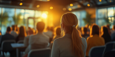 Education event or workshop with  employee group in audience or crow