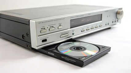 Obraz premium Silver CD Player with Disc Tray Open