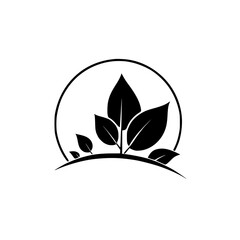 Nature's Embrace: A Botanical Logo Design of Growing Leaves in a Circle, Symbolizing Freshness, Growth, and the Environment