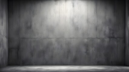 Fototapeta premium Moody, grunge-style background featuring a spotlight on a textured concrete wall in an empty room.