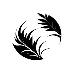 Obraz premium Elegant Monochrome Floral Design: Black and White Leaves in a Circle. Minimalist Botanical Vector Illustration, Perfect for Decoration and Nature-Inspired Projects.