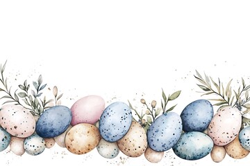 Obraz premium Easter day watercolor style beautifully decorated eggs spring garden art illustration