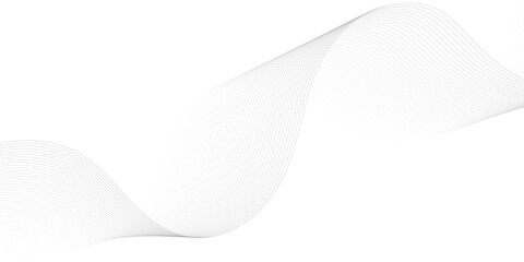 Undulate gray wave swirl. frequency soundwave; twisted curve lines with blend effect. Technology, data science, geometric border pattern.Isolated on white background. Vector illustration 