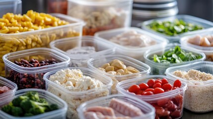 Fototapeta premium Meal Prep: Organized Healthy Food Containers