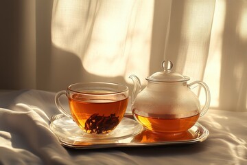 Relaxing afternoon tea ritual cozy home beverage photography warm light close-up tranquility and comfort