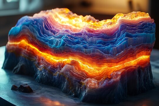 Exploring Earth's Layers: Geological Cross-Section Model Revealing Rock and Sediment Beneath Surface