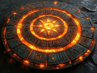 Ancient stone circle glowing with inner fire