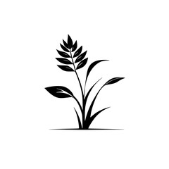 Elegant Black and White Plant Silhouette: Minimalist Botanical Illustration