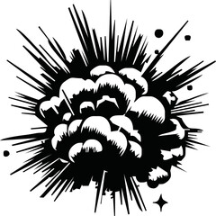 explotion smoke firecartoon illustration.