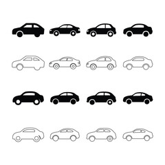 car icons set vector illustrations.