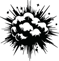 explotion smoke fire cartoon illustration.