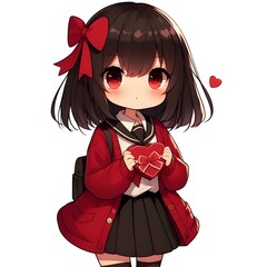 Chibi Tsundere Girl with Valentine’s Chocolate