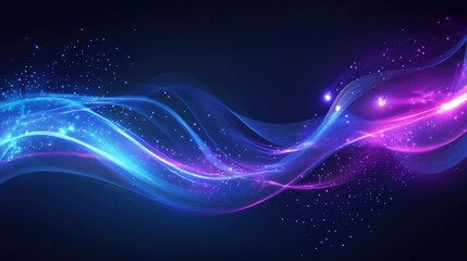 Abstract Blue and Purple Glowing Waves Background