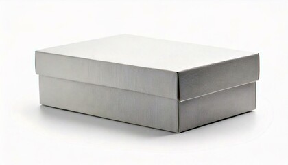Naklejka premium Closeup view closed white shoe box isolated on white background