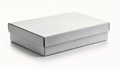 Fototapeta premium Closeup view closed white shoe box isolated on white background