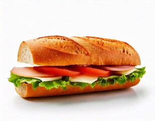 baguette sandwich isolated on white background