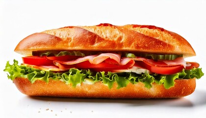 baguette sandwich isolated on white background