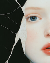 Medieval eternal beauty concept. Creative collage of the beautiful young woman using mix of different techniques. Close up portrait. Avant-garde postcard, poster style