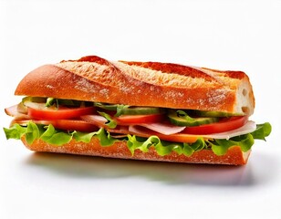 baguette sandwich isolated on white background