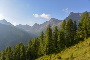 Fototapeta premium Weisse Spitze, Rote Spitze and Degenhorn, highest mountains of Villgraten mountains, east tyrol, austria