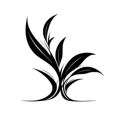 Fototapeta premium Elegant Black and White Floral Plant Illustration. Botanical Silhouette Design, Perfect for Nature-Inspired Decor, Minimalist Style, and Graphic Projects.