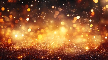 Golden Glitter Background With Sparkling Lights