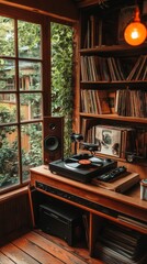 Vinyl Player in a Cozy Room