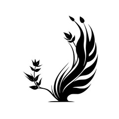 Obraz premium Elegant Black and White Floral Design: Minimalist Botanical Illustration, Abstract Plant Silhouette, Stylish Nature Decor, Simple Vector Graphic