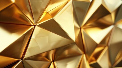 The geometric pattern features gold triangles and a textured metallic surface in a luxurious design
