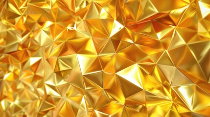 The geometric pattern features gold triangles and a textured metallic surface in a luxurious design