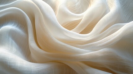 Obraz premium Serene Elegance: Close-Up of Delicate White Linen Fabric with Soft Irregular Texture