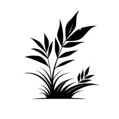 Elegant Black and White Plant Silhouette: Minimalist Botanical Vector Illustration