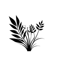 Black and White Botanical Silhouette: Minimalist Plant Illustration. Perfect for home decor, nature-themed designs, and elegant graphic projects.