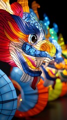 Zodiac animal lantern festival, intricate designs and glowing lights, 3D illustration