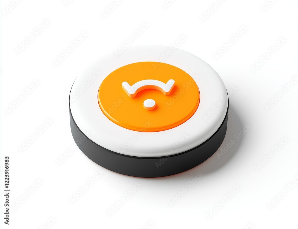 Leinwandbilder 3d render of an orange and white button with a wifi symbol.