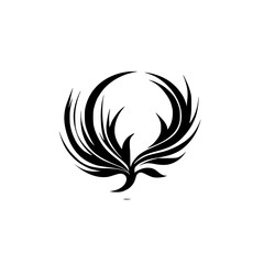 Abstract Circular Floral Design: Elegant Black and White Vector Graphic