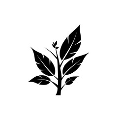 Simple Plant Silhouette: Minimalist Black and White Botanical Vector Illustration