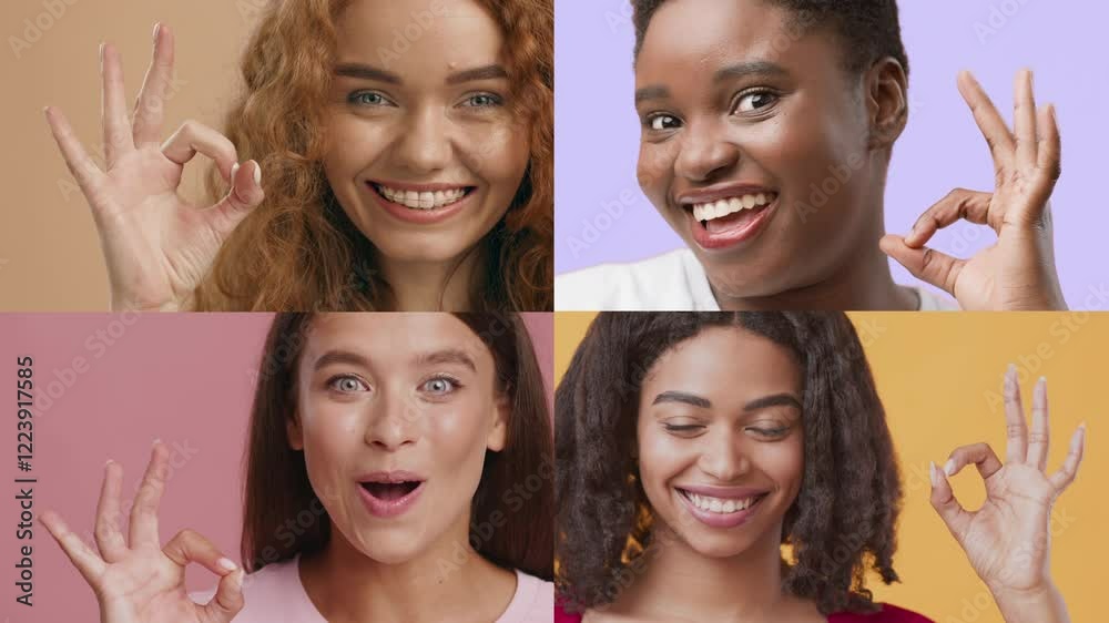 Poster a collection of four individuals showcasing diverse backgrounds and emotions. each person displays h