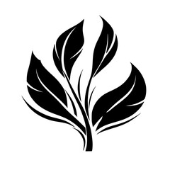 Elegant Black and White Plant Leaves Illustration. Minimalist Botanical Design, Nature-Inspired Graphic, Perfect for Decoration and Prints.