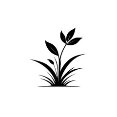 Elegant Plant Silhouette: Botanical Illustration of Leaves and Grass. Perfect for nature-themed designs, eco-friendly projects, and botanical illustrations.